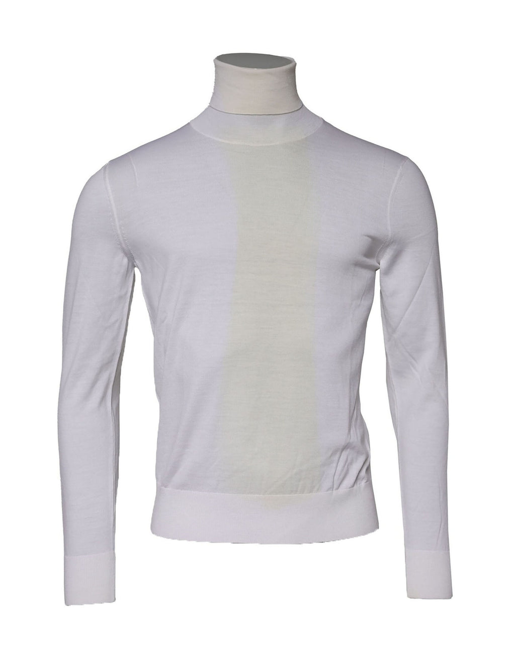 Pull homme en laine blanche Dolce & Gabbana, col roulé, sweat-shirt élégant avec détails modernes.