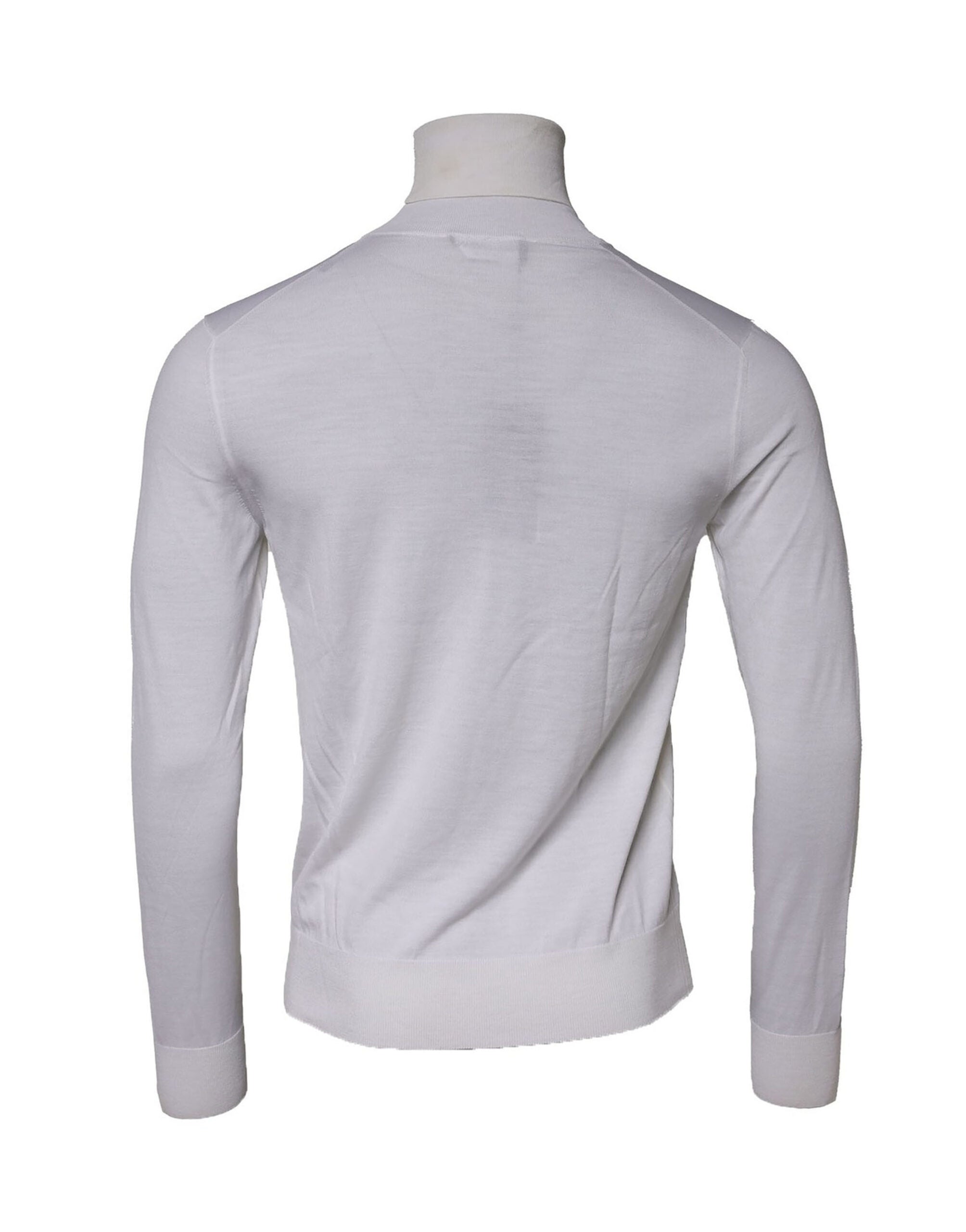 Pull homme Dolce & Gabbana en laine blanche avec col roulé, sweat-shirt élégant et confortable pour homme.