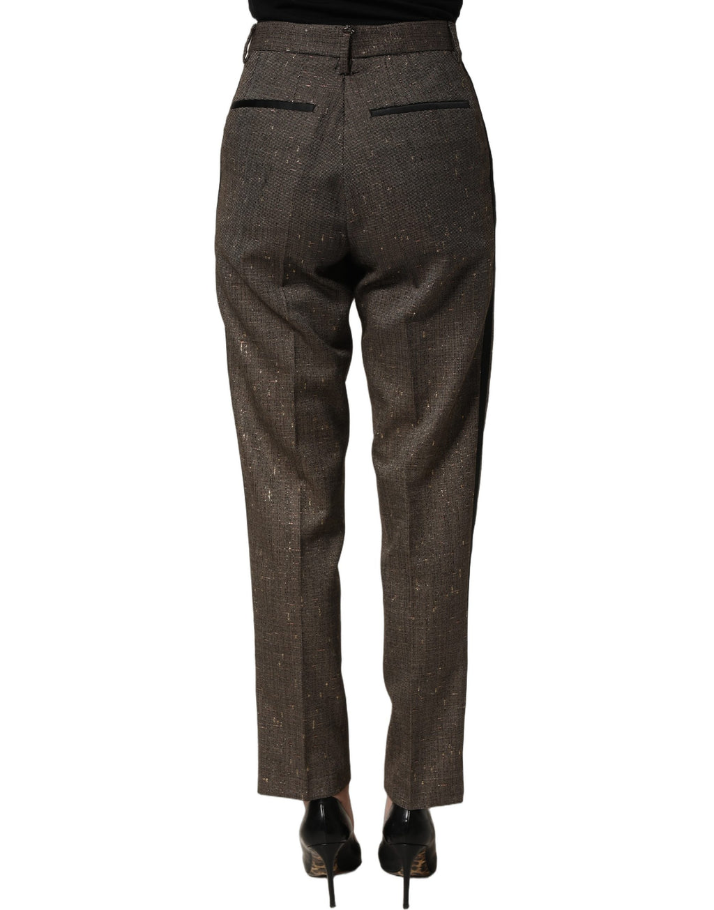 Pantalon à taille haute et coupe tapered en brun foncé de Dolce & Gabbana, tissu élégant et style moderne.