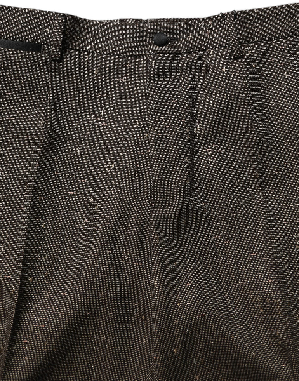 Pantalon Dolce & Gabbana marron foncé à taille haute et coupe tapered, en tissu élégant, pour un style sophistiqué.