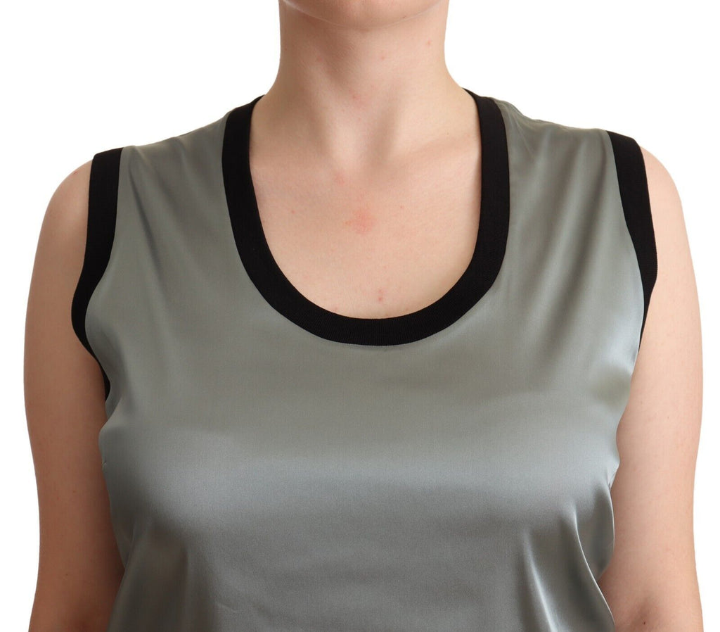 Débardeur sans manches gris à col rond de Dolce & Gabbana, style décontracté et tendance, en tissu léger.