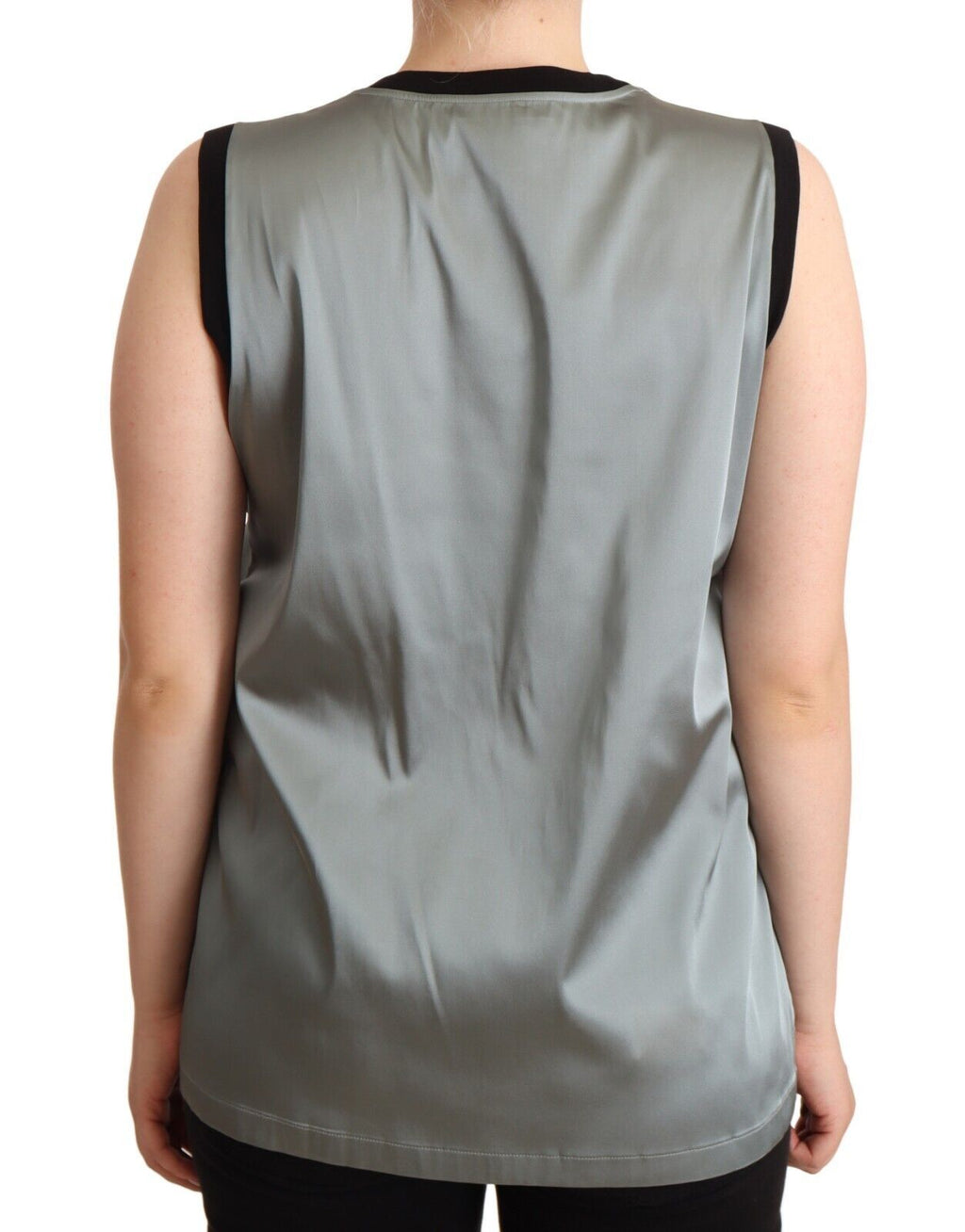 Débardeur sans manches gris argenté de Dolce & Gabbana avec col rond, style décontracté et élégant.