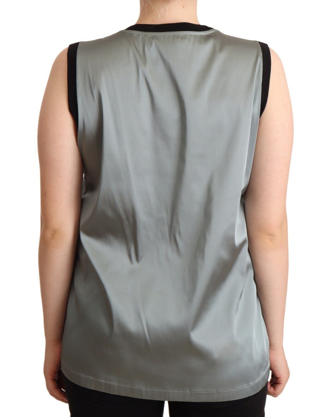 Débardeur sans manches gris argenté de Dolce & Gabbana avec col rond, style décontracté et élégant.