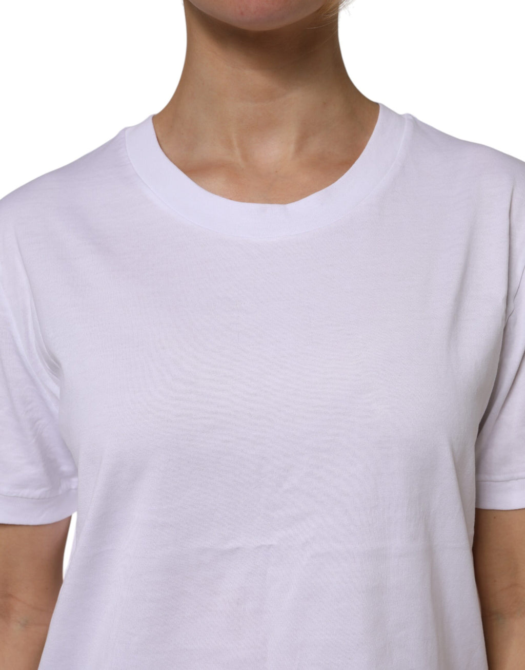 T-shirt Dolce & Gabbana en coton blanc à manches courtes et col rond, vue de face.