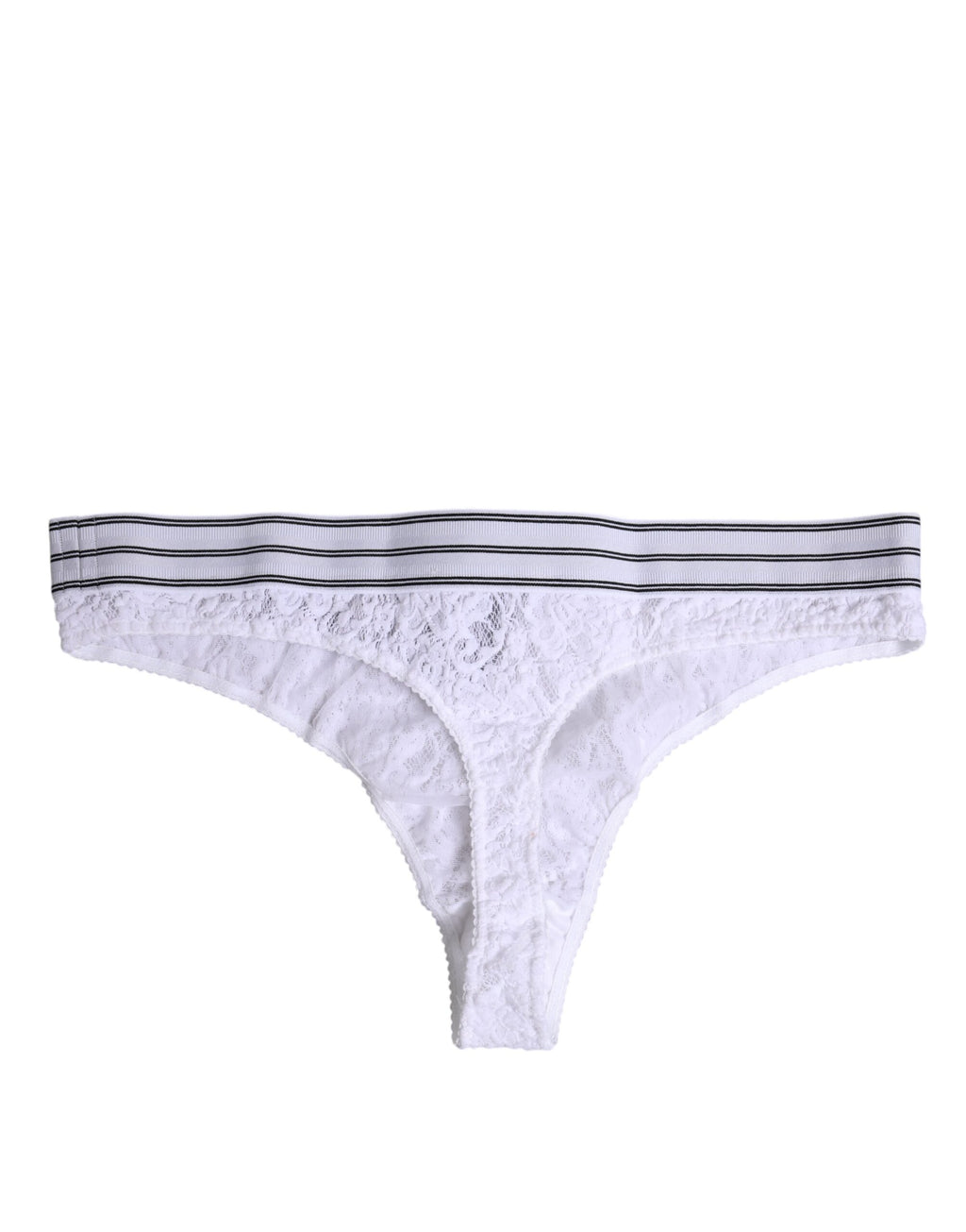 Culotte blanche en nylon avec dentelle florale Dolce & Gabbana, sous-vêtements féminins élégants et confortables.