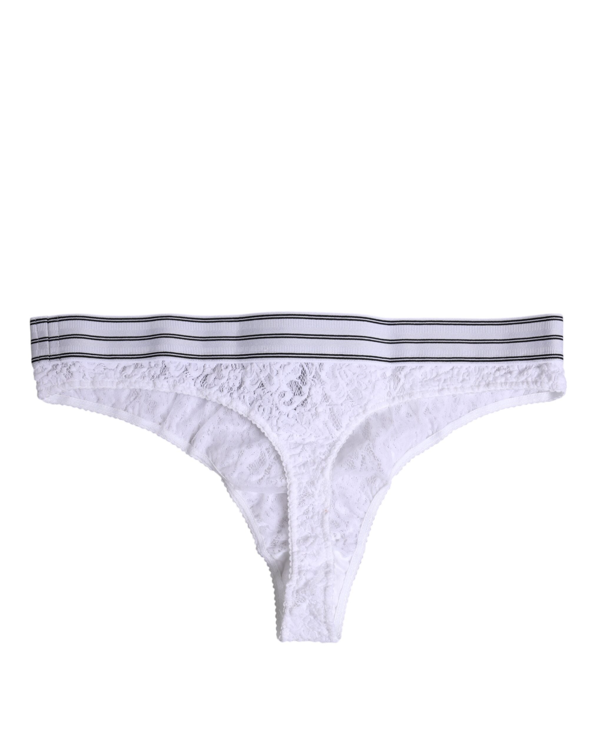 Culotte blanche en nylon avec dentelle florale Dolce & Gabbana, sous-vêtements féminins élégants et confortables.