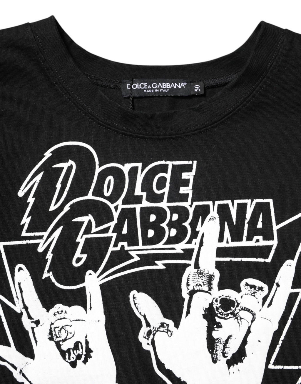 T-shirt à manches courtes en coton noir imprimé de Dolce & Gabbana, style décontracté et élégant.