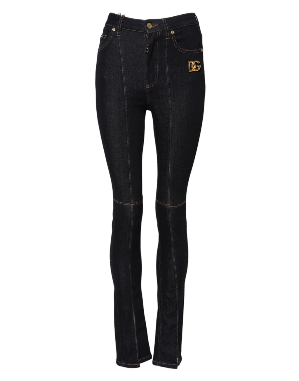 Jeans skinny en denim coton bleu à taille haute de Dolce & Gabbana, coupe ajustée et détails classiques.