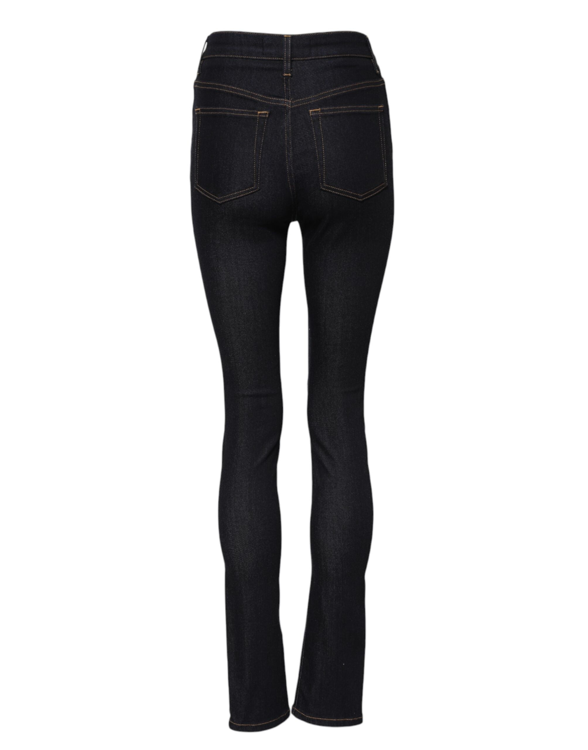 Jeans skinny en coton bleu à taille haute de Dolce & Gabbana, coupe ajustée et détails modernes.