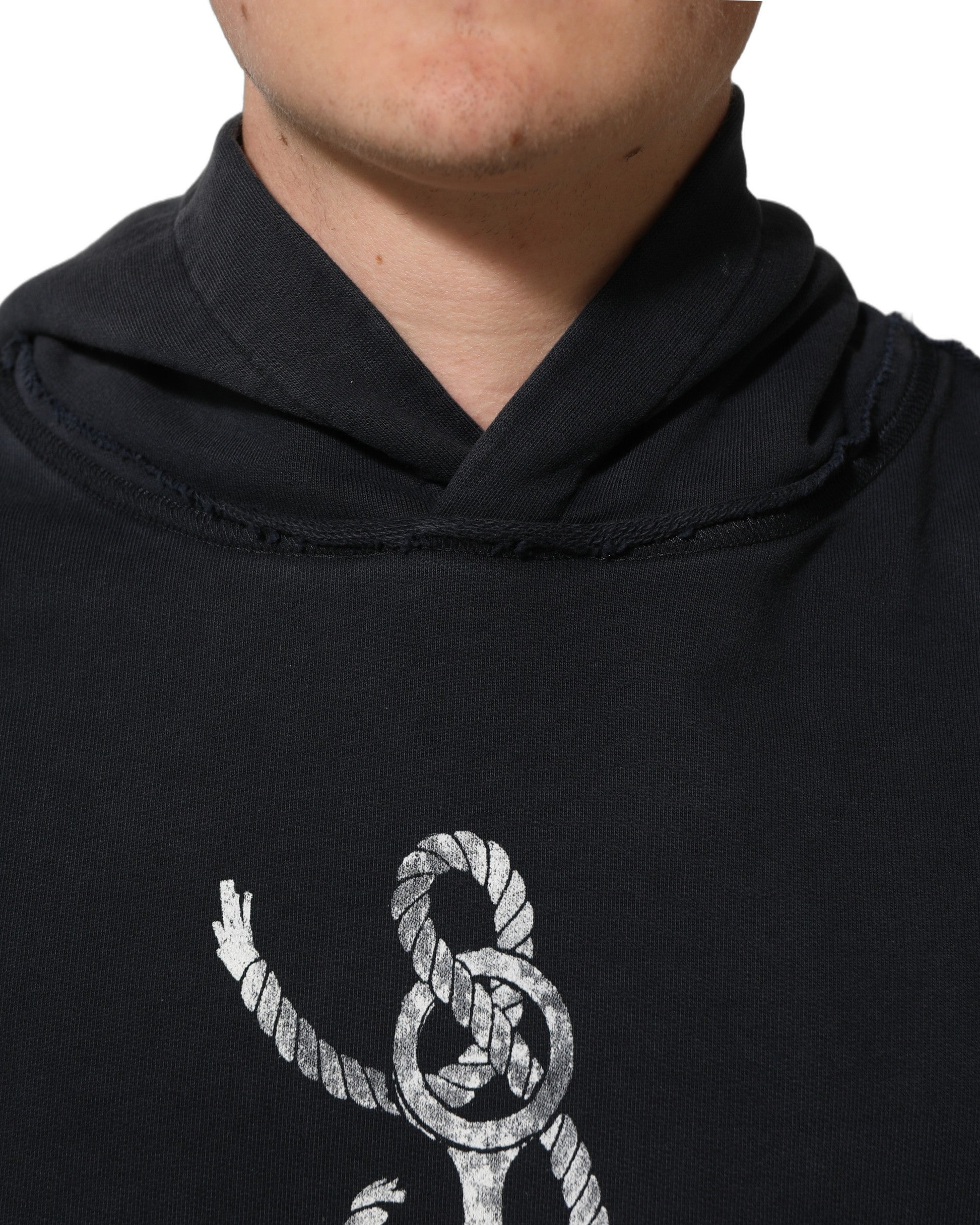 Sweat à capuche noir Dolce & Gabbana avec motif d'ancre, look décontracté et élégant, en coton doux.