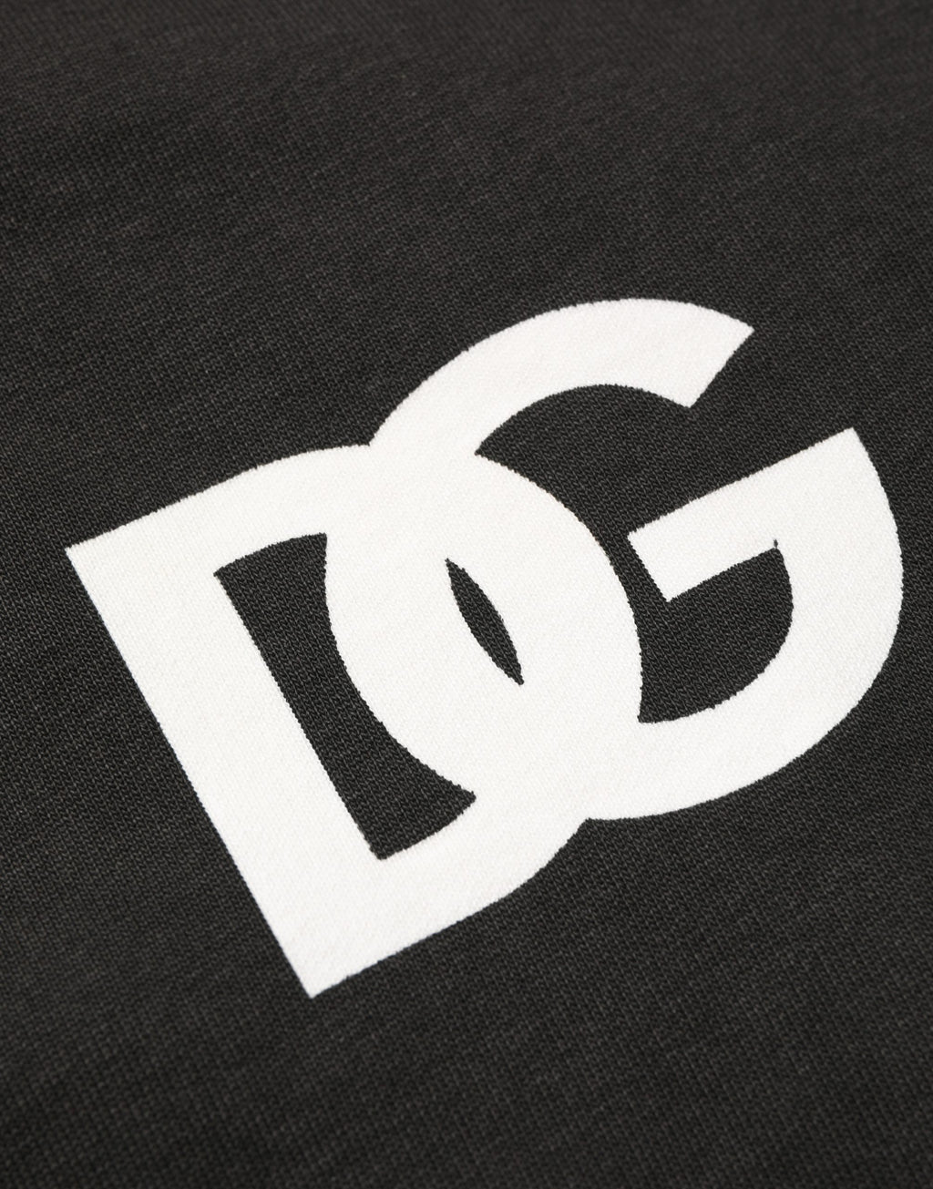 Sweat à capuche noir Dolce & Gabbana en coton avec logo, fermeture éclair complète, vue frontale.