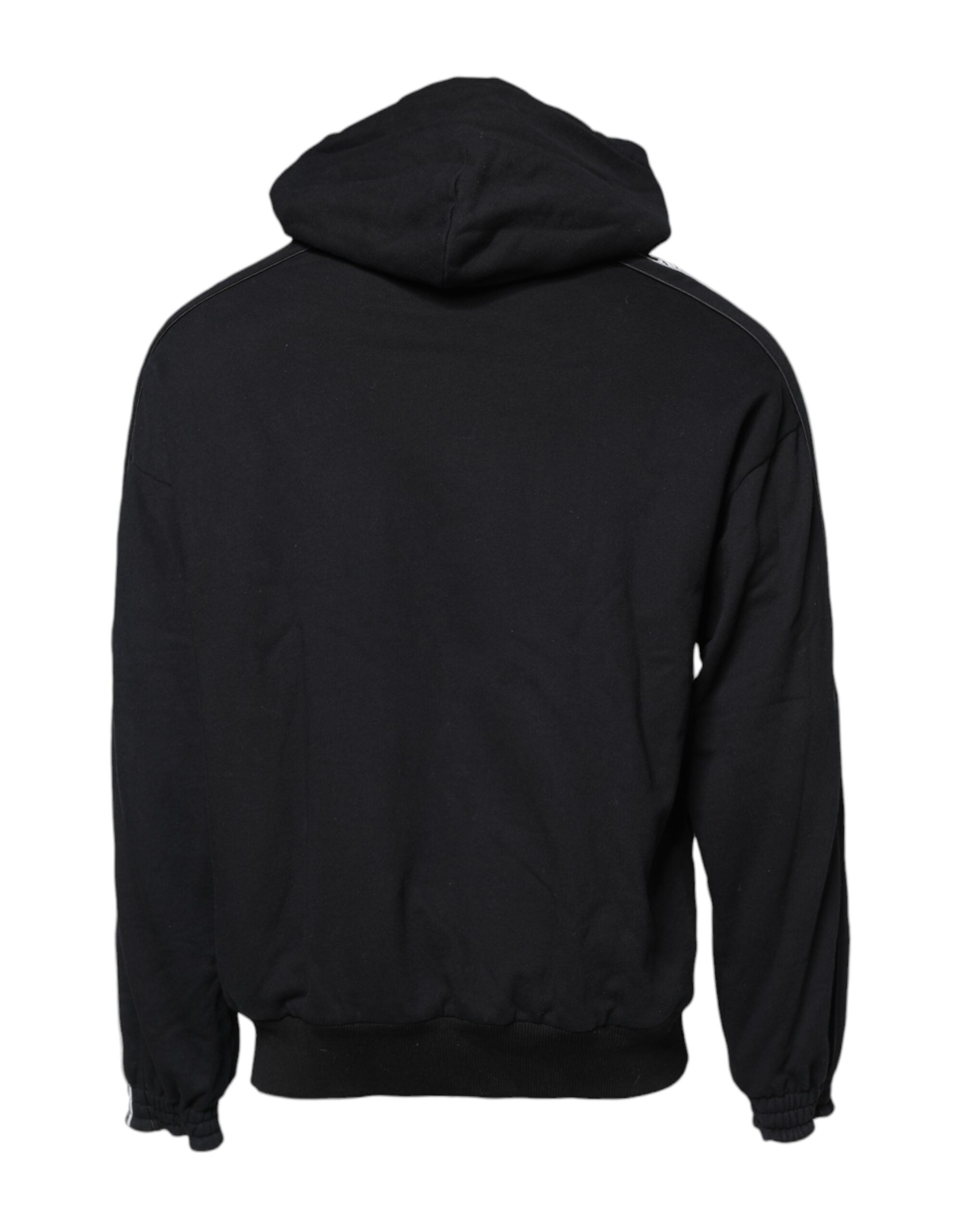 Sweat à capuche en coton noir Dolce & Gabbana avec logo, pull décontracté, vue de face.