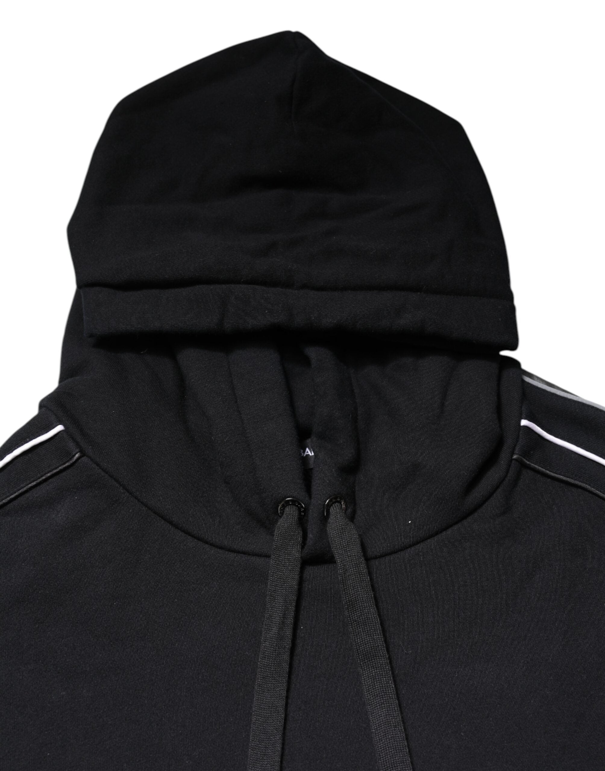 Sweat à capuche noir en coton Dolce & Gabbana avec logo brodé, doux et décontracté pour un style élégant et confortable.
