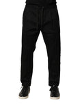 Pantalons joggers en coton noir Dolce & Gabbana à taille mi-haute, décontractés et élégants pour homme