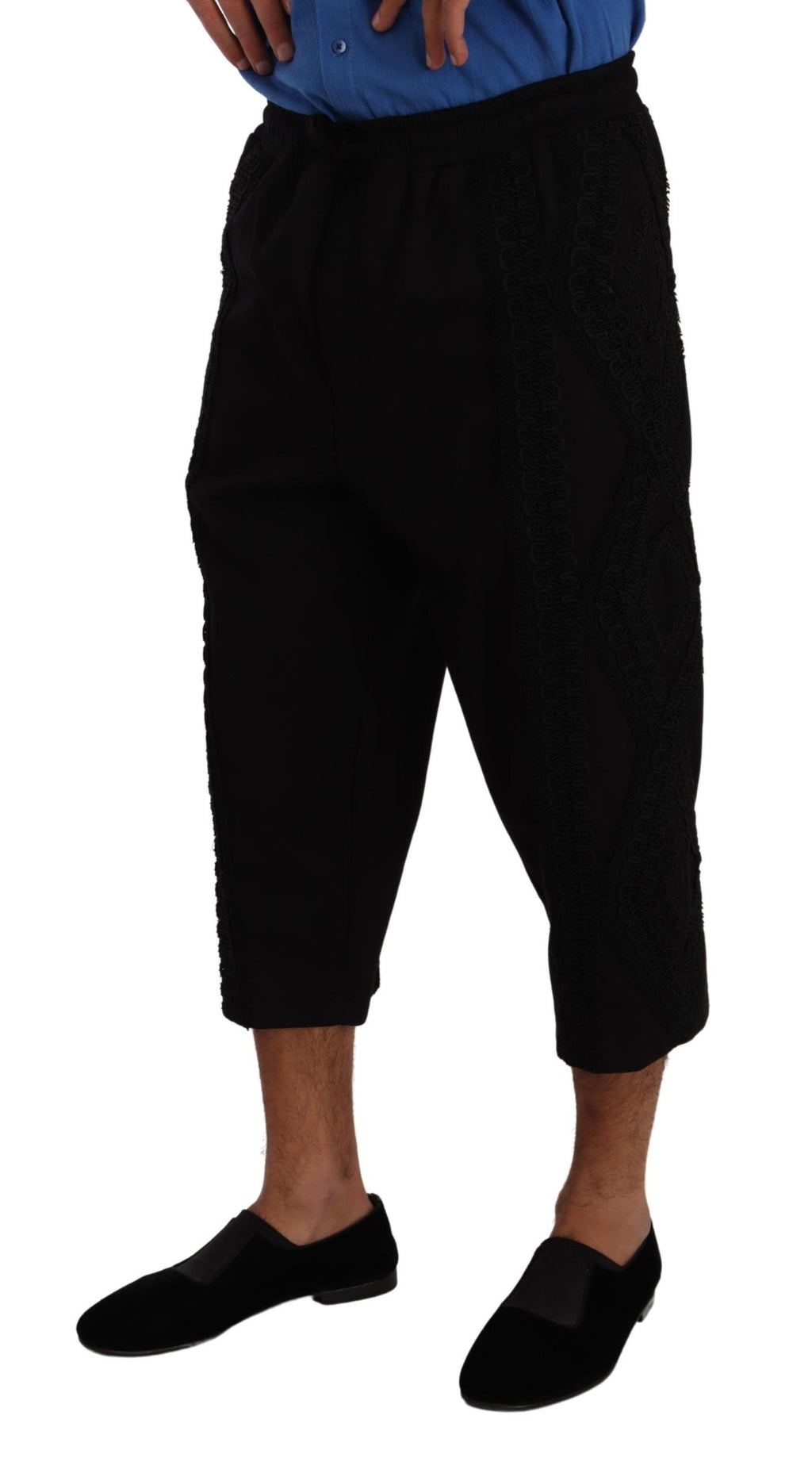 Pantalons courts en coton noir Dolce & Gabbana Torero, coupe courte et élégante, avec détails de style torero.