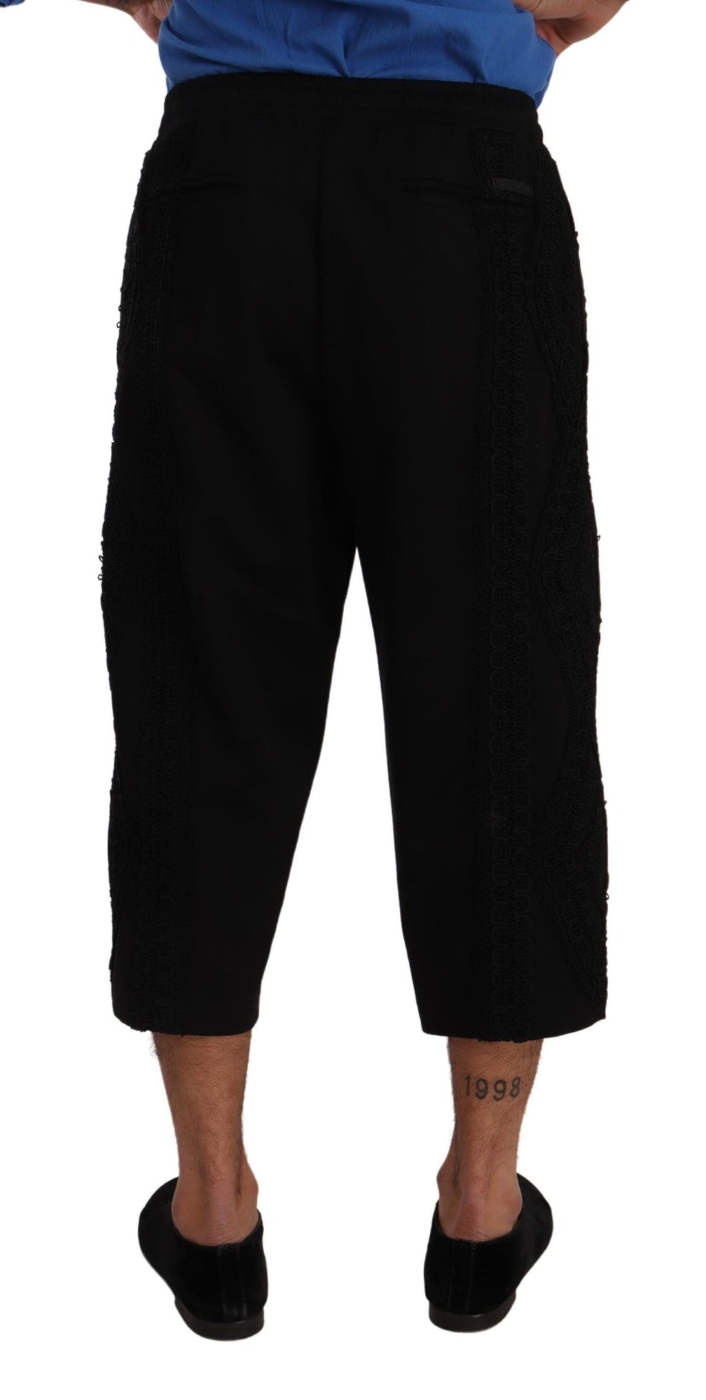Pantalons courts en coton noir Dolce & Gabbana Torero, coupe cropped, style élégant et tendance.