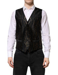Gilet homme noir Dolce & Gabbana en lurex pour tenue formelle, avec détails élégants et coupe ajustée.