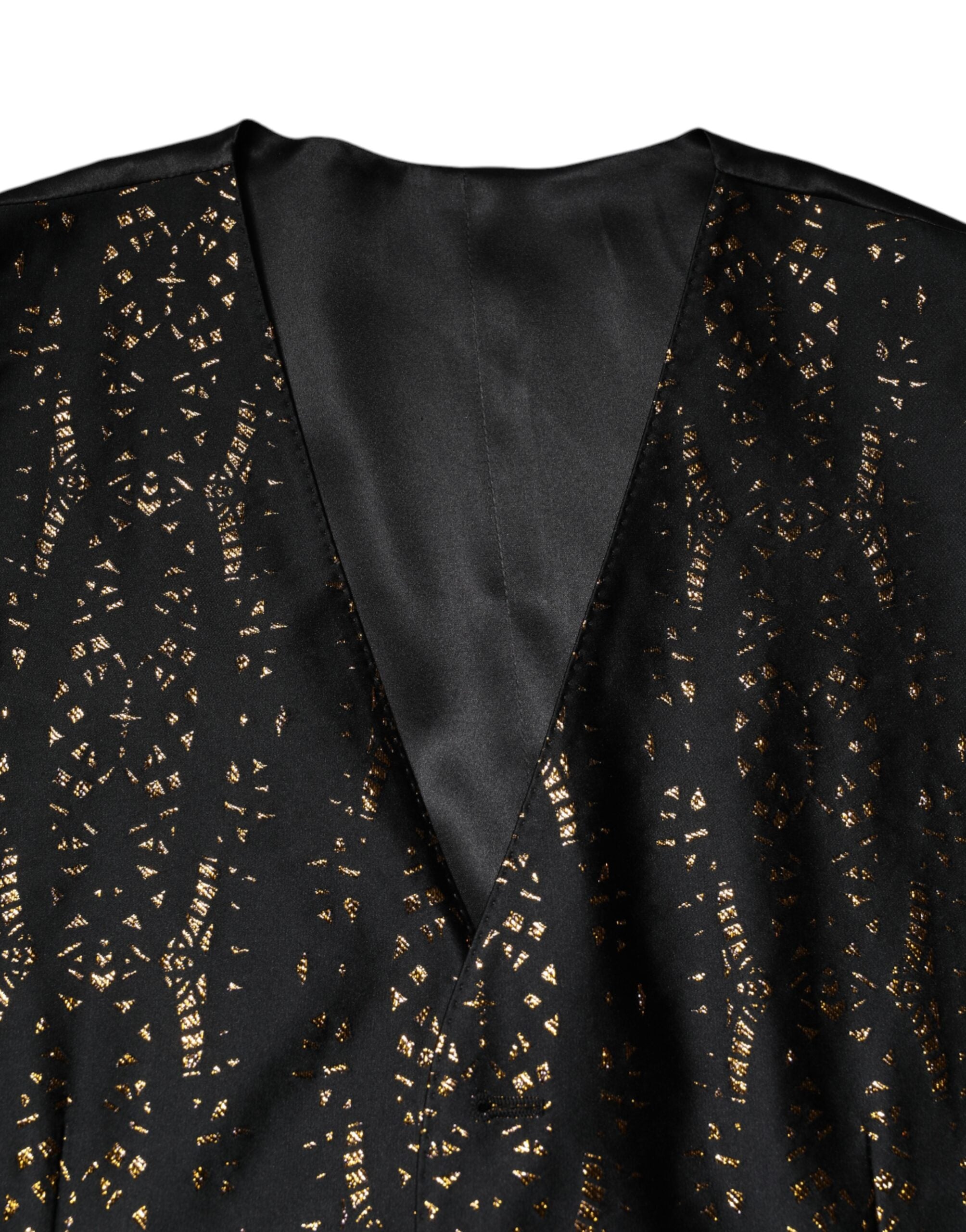 Gilet homme Dolce & Gabbana en lurex noir, costume formel avec veste ajustée et détails élégants.