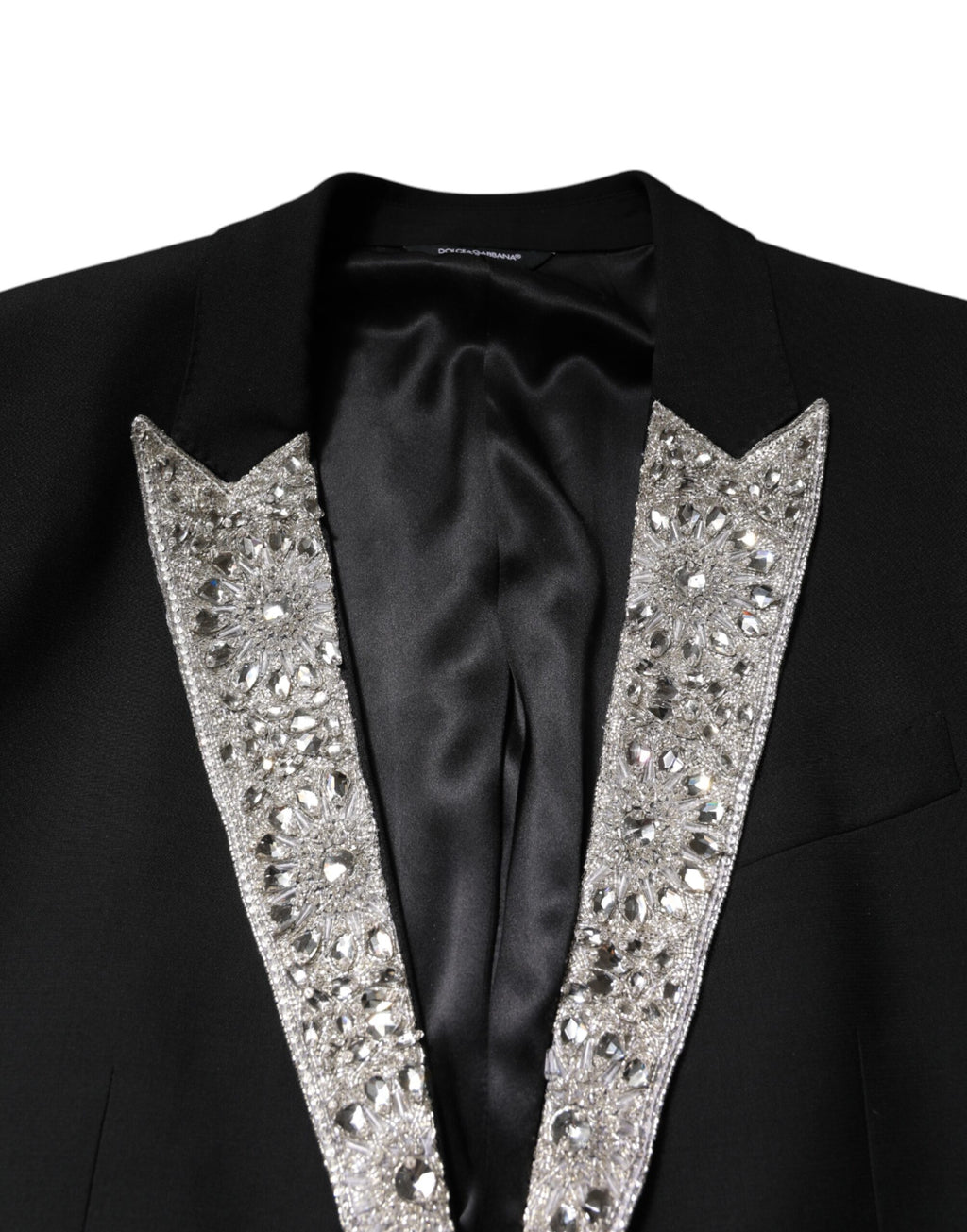 costume noir Dolce & Gabbana MARTINI avec cristaux, ensemble de 3 pièces formel élégant et sophistiqué