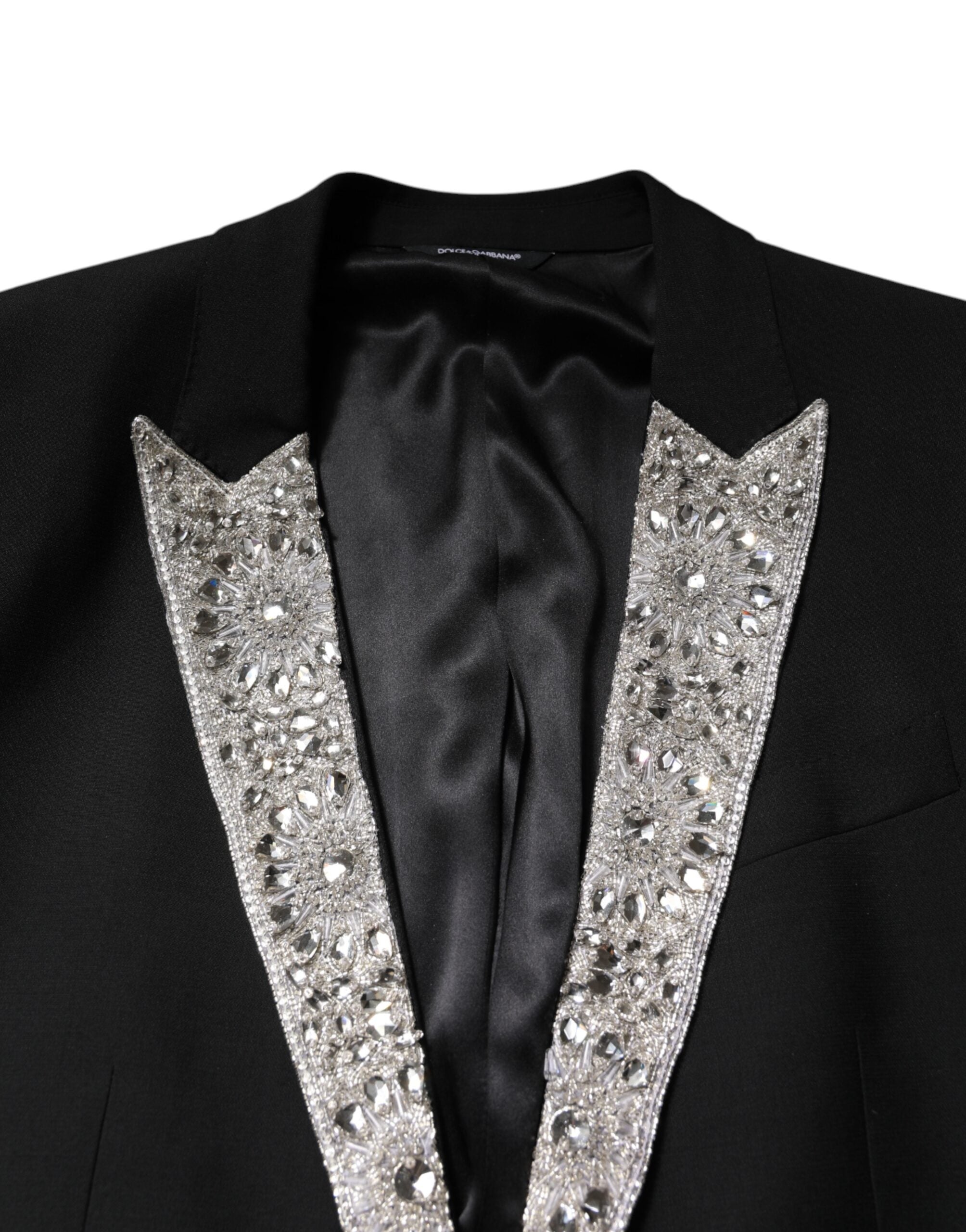 costume noir Dolce & Gabbana MARTINI avec cristaux, ensemble de 3 pièces formel élégant et sophistiqué