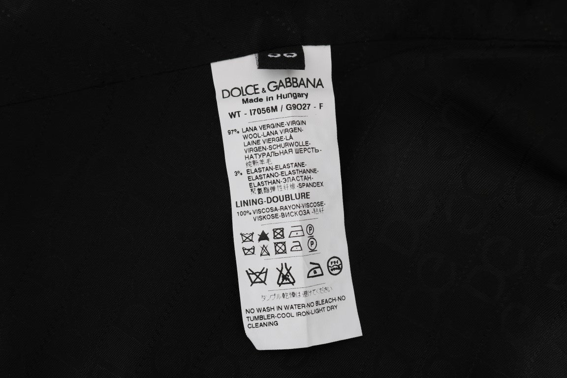 Gilet en laine extensible noir Dolce & Gabbana STAFF, sans manches, porté sur un mannequin.