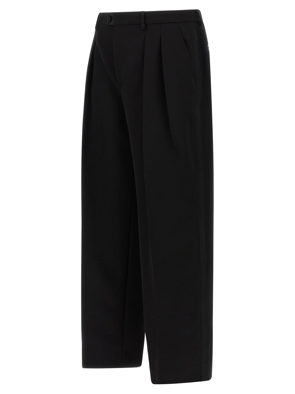 Pantalon noir en laine vierge de Dolce & Gabbana, pantalon élégant pour homme, détails de la coupe classique.