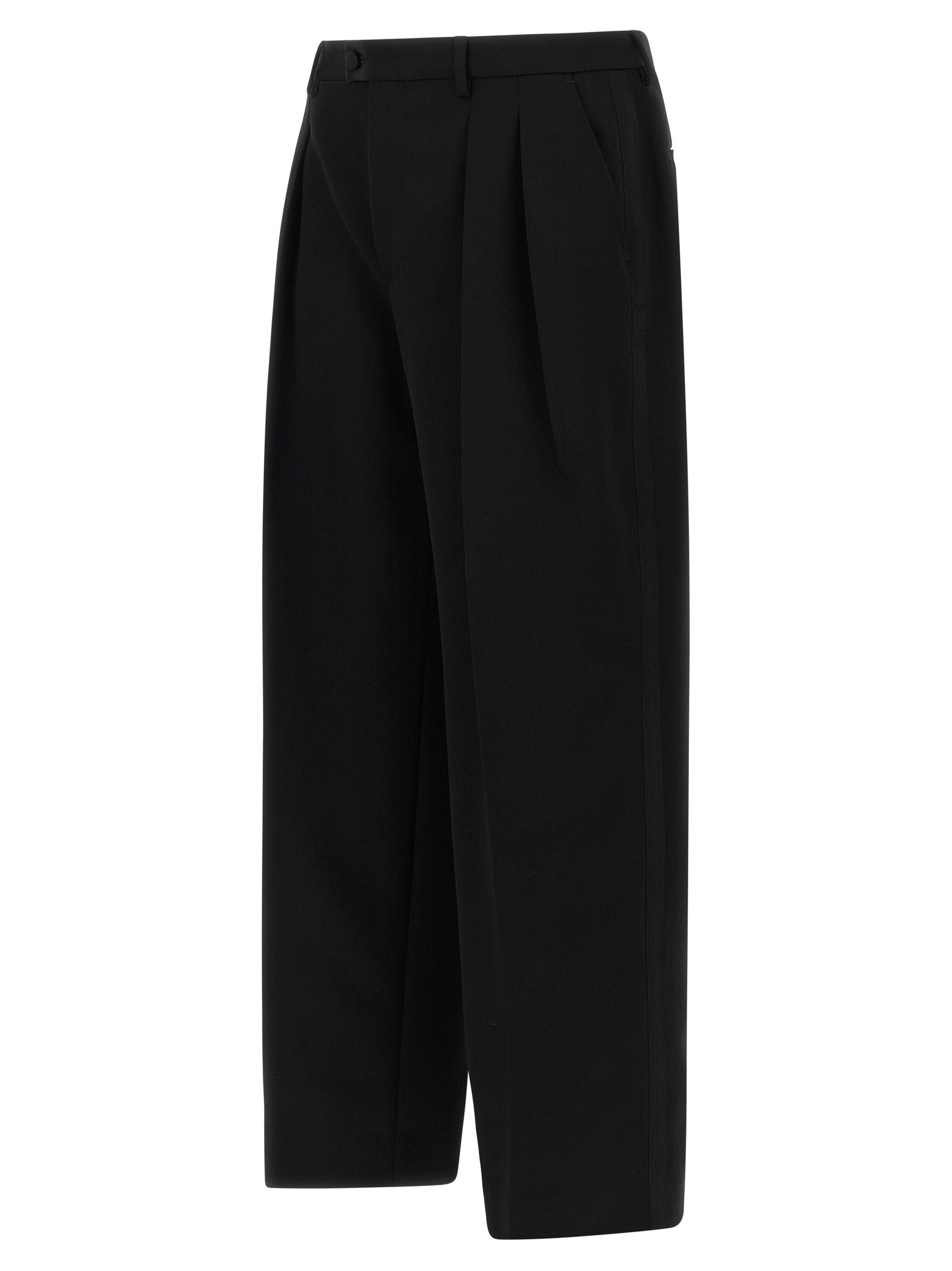 Pantalon noir en laine vierge de Dolce & Gabbana, pantalon élégant pour homme, détails de la coupe classique.