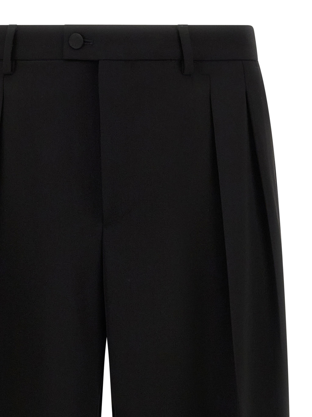 Pantalon de costume noir en laine vierge de Dolce & Gabbana, coupe élégante pour homme ou femme.