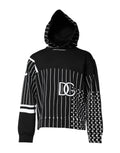 Sweat à capuche Dolce & Gabbana à rayures noires et blanches, pull-over en coton avec capuche et manches longues.