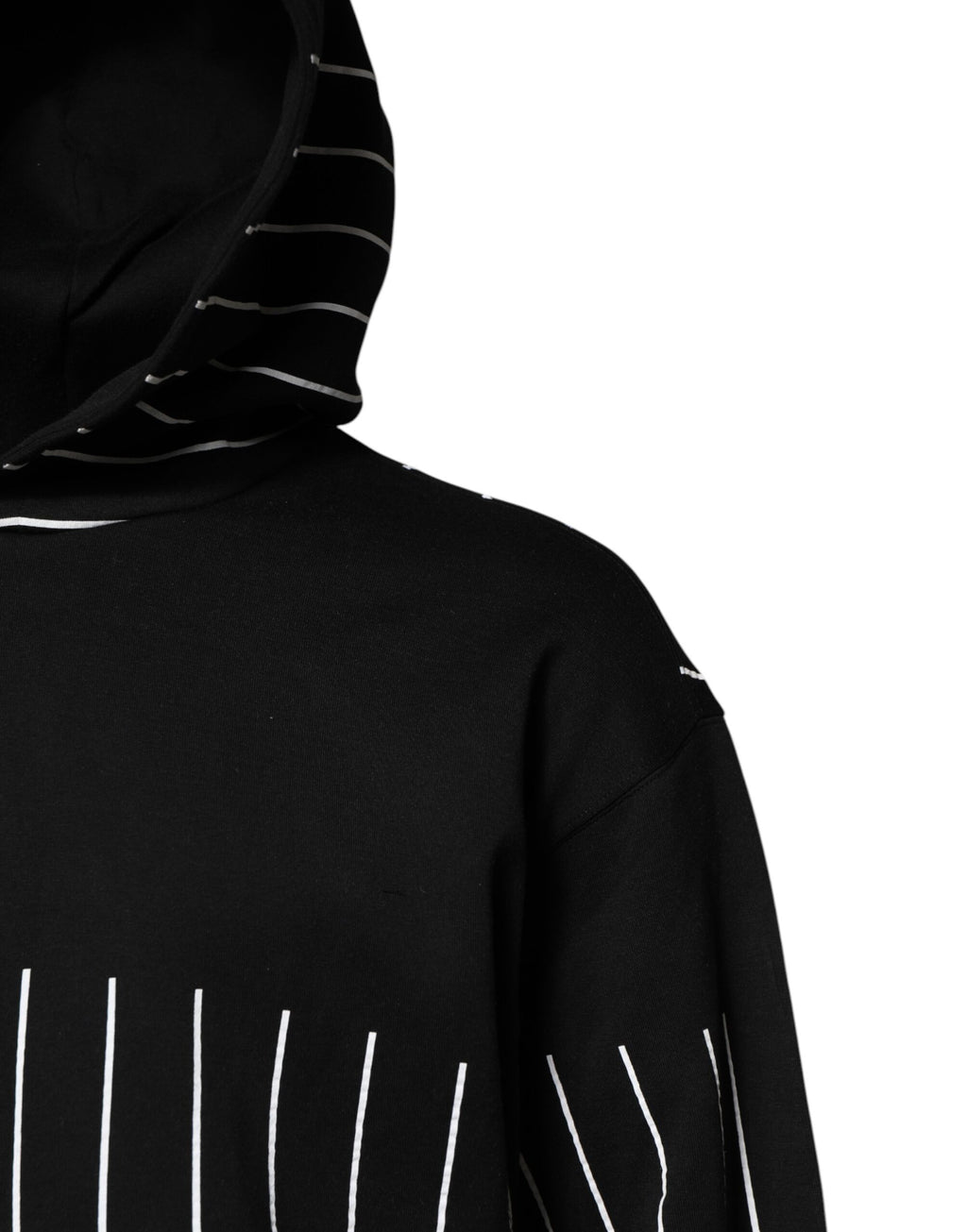 Sweat à capuche Dolce & Gabbana à rayures noires et blanches, pull-over tendance avec capuche, style décontracté.