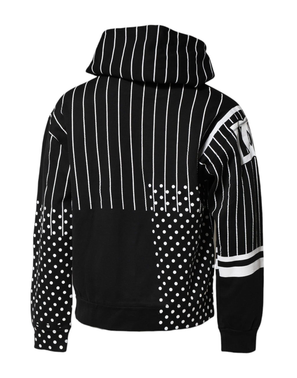 Sweat à capuche Dolce & Gabbana en noir et blanc avec rayures, sweat-shirt à capuche décontracté et tendance.