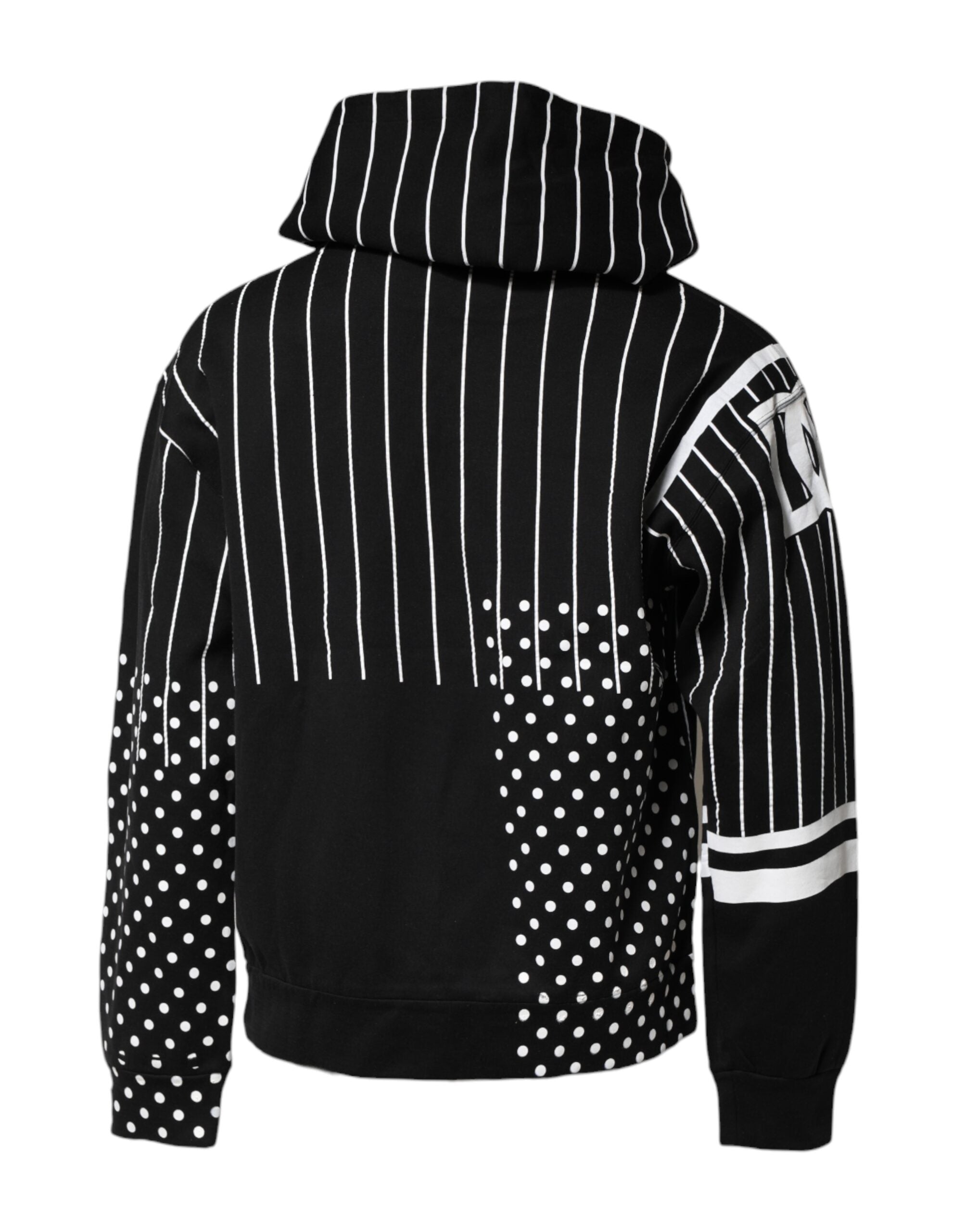 Sweat à capuche Dolce & Gabbana en noir et blanc avec rayures, sweat-shirt à capuche décontracté et tendance.