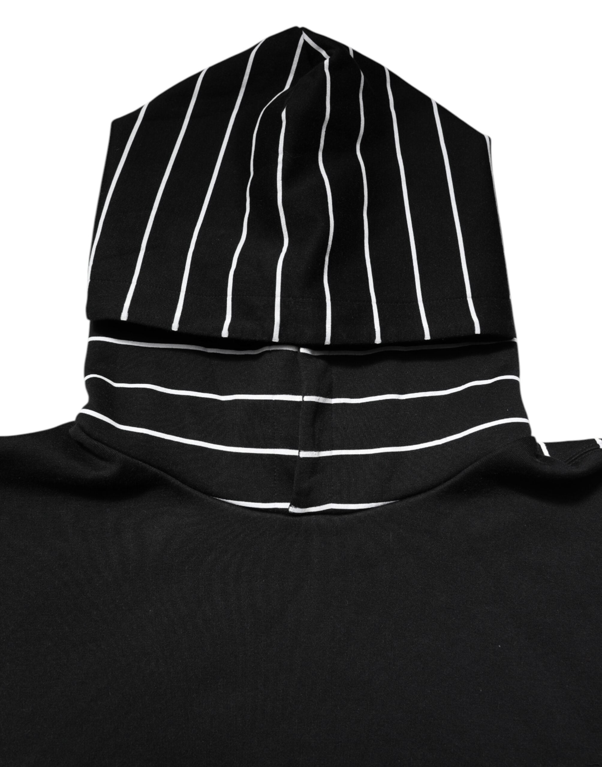 Sweat à capuche Dolce & Gabbana à rayures noires et blanches, pull-over décontracté avec capuche et manches longues.