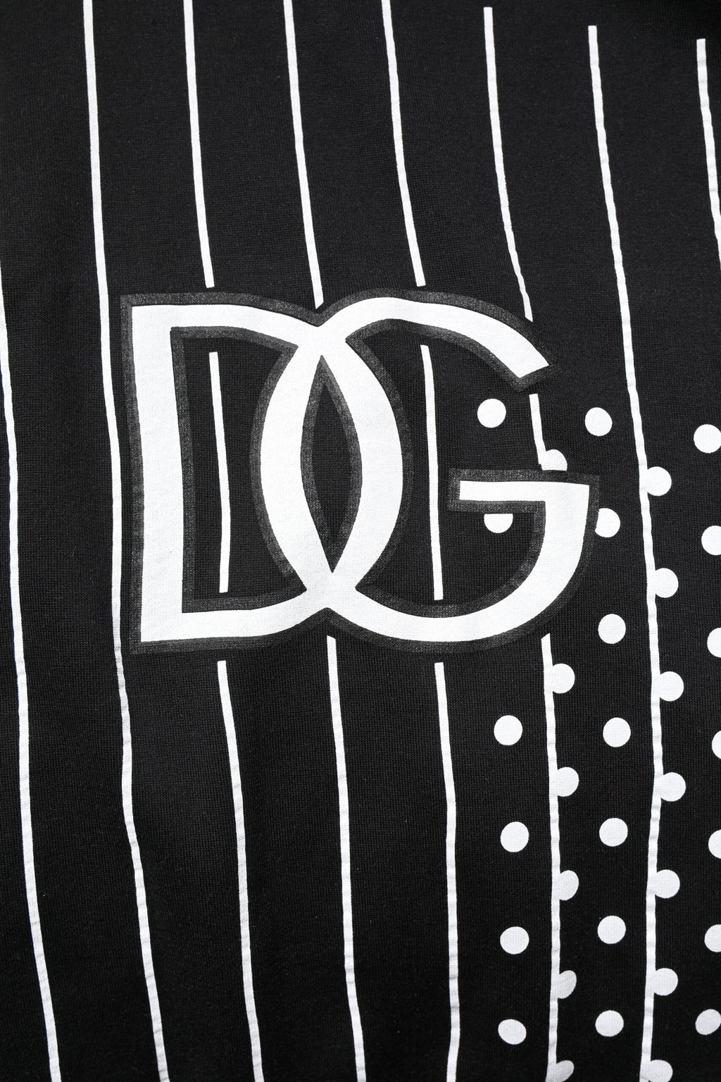 Sweat à capuche Dolce & Gabbana à rayures noires et blanches, style décontracté, en coton, vue de face.