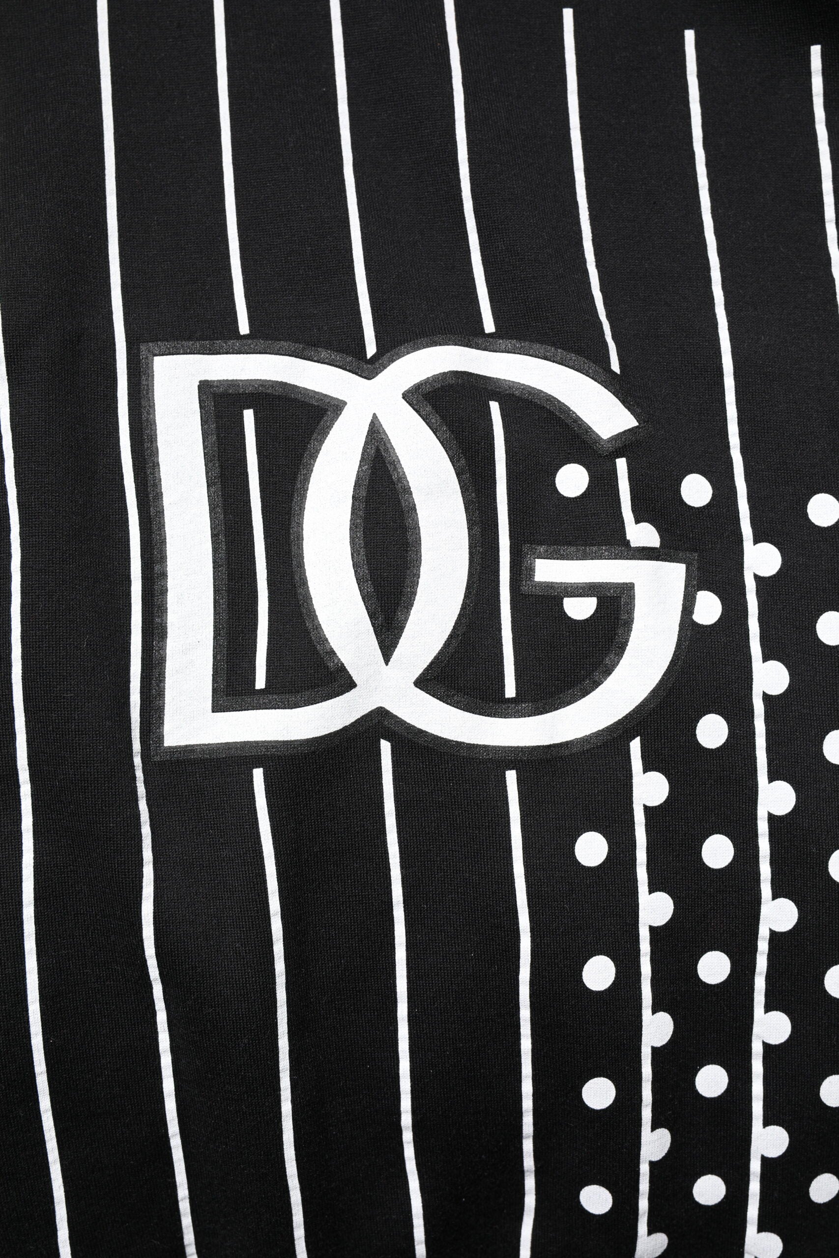 Sweat à capuche Dolce & Gabbana à rayures noires et blanches, style décontracté, en coton, vue de face.