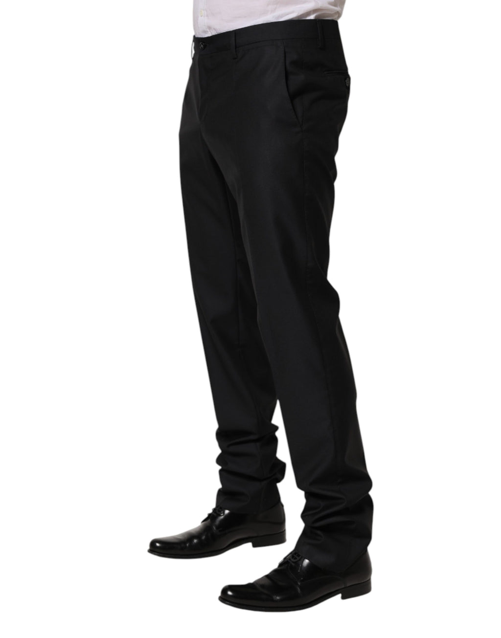 Pantalon noir en laine Dolce & Gabbana, pantalon slim formel pour femme, tissu élégant et ajusté, création sophistiquée.