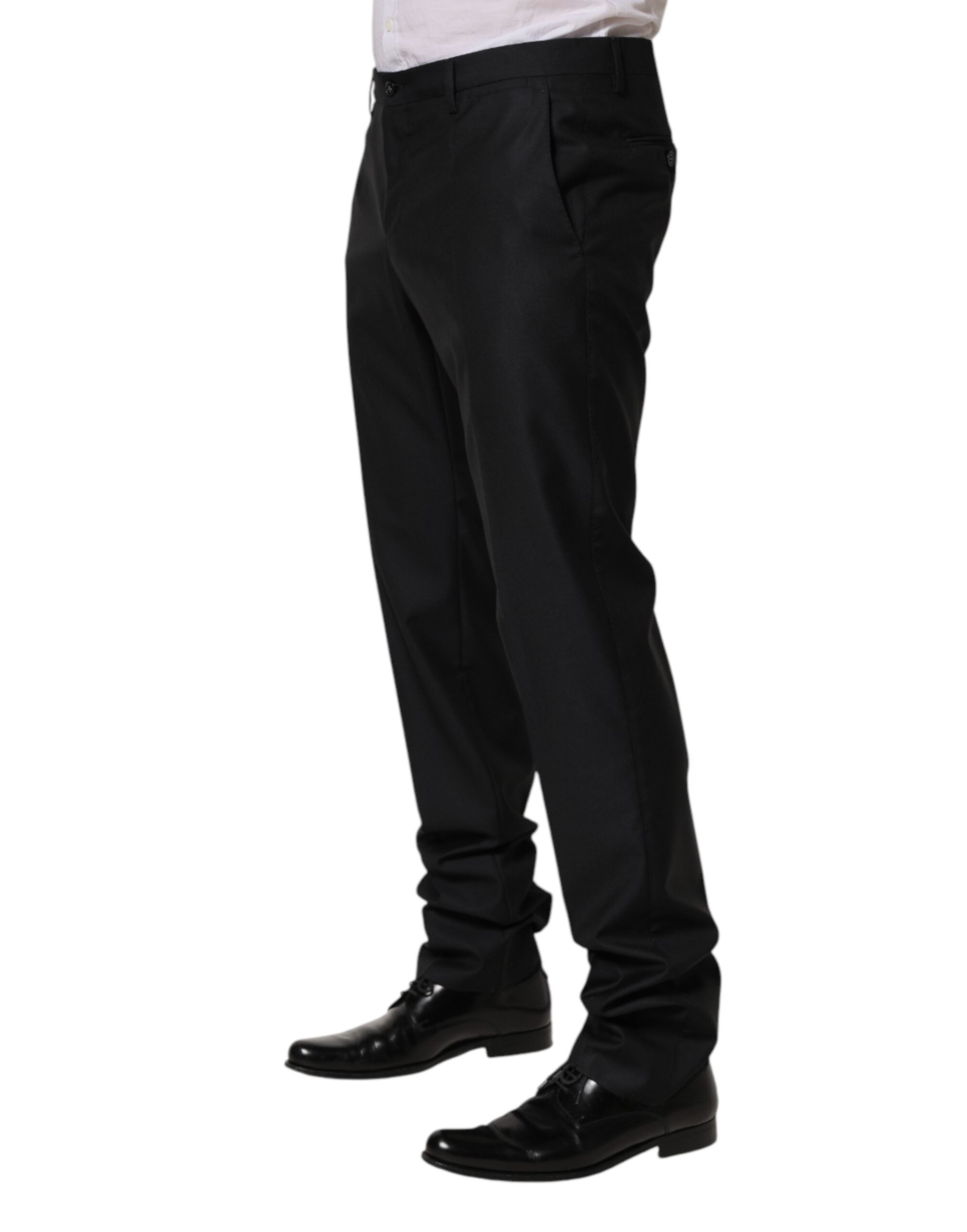 Pantalon noir en laine Dolce & Gabbana, pantalon slim formel pour femme, tissu élégant et ajusté, création sophistiquée.