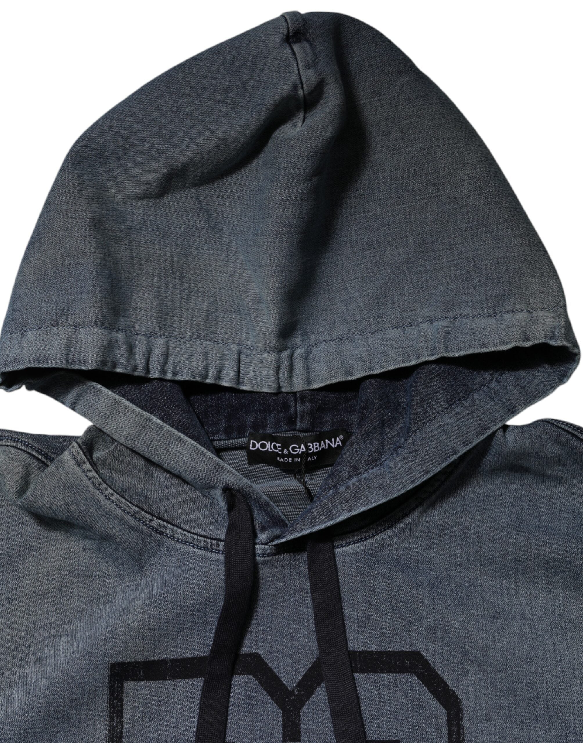 Sweat à capuche Dolce & Gabbana en coton mélangé bleu, pull tendance avec capuche et logo subtil visible.