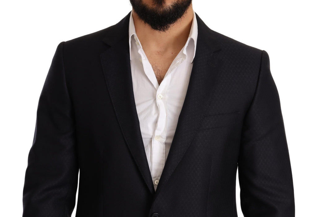 Costume deux pièces Dolce & Gabbana Bleu à motif pour homme, coupe slim fit, élégante tenue formelle.