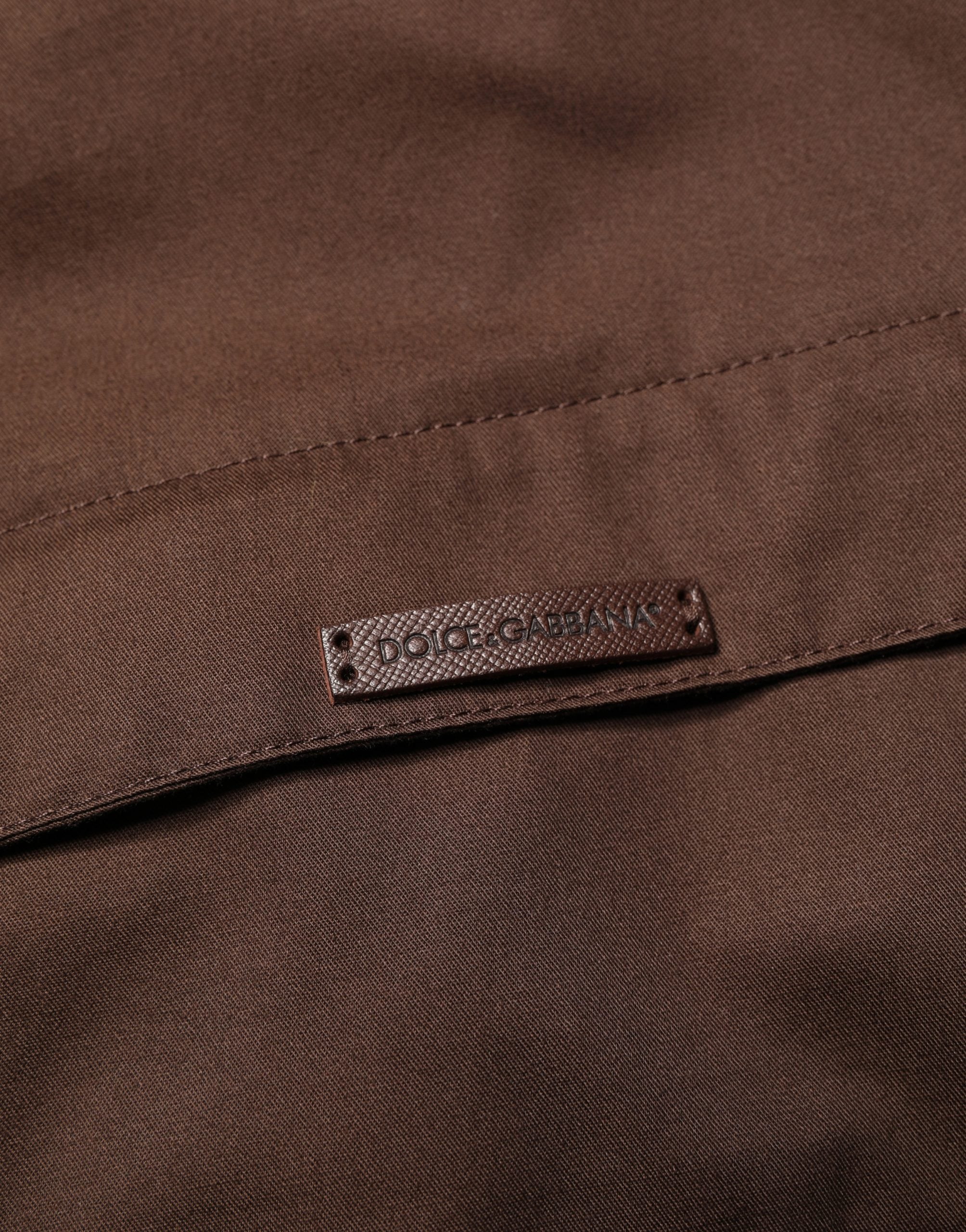 Veste coupe-vent en coton marron et beige Dolce & Gabbana, avec fermeture éclair et design élégant.