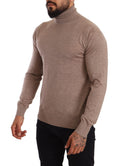 Pull en cachemire marron Dolce & Gabbana à col roulé, doux et chaud, en tissu élégant et confortable.