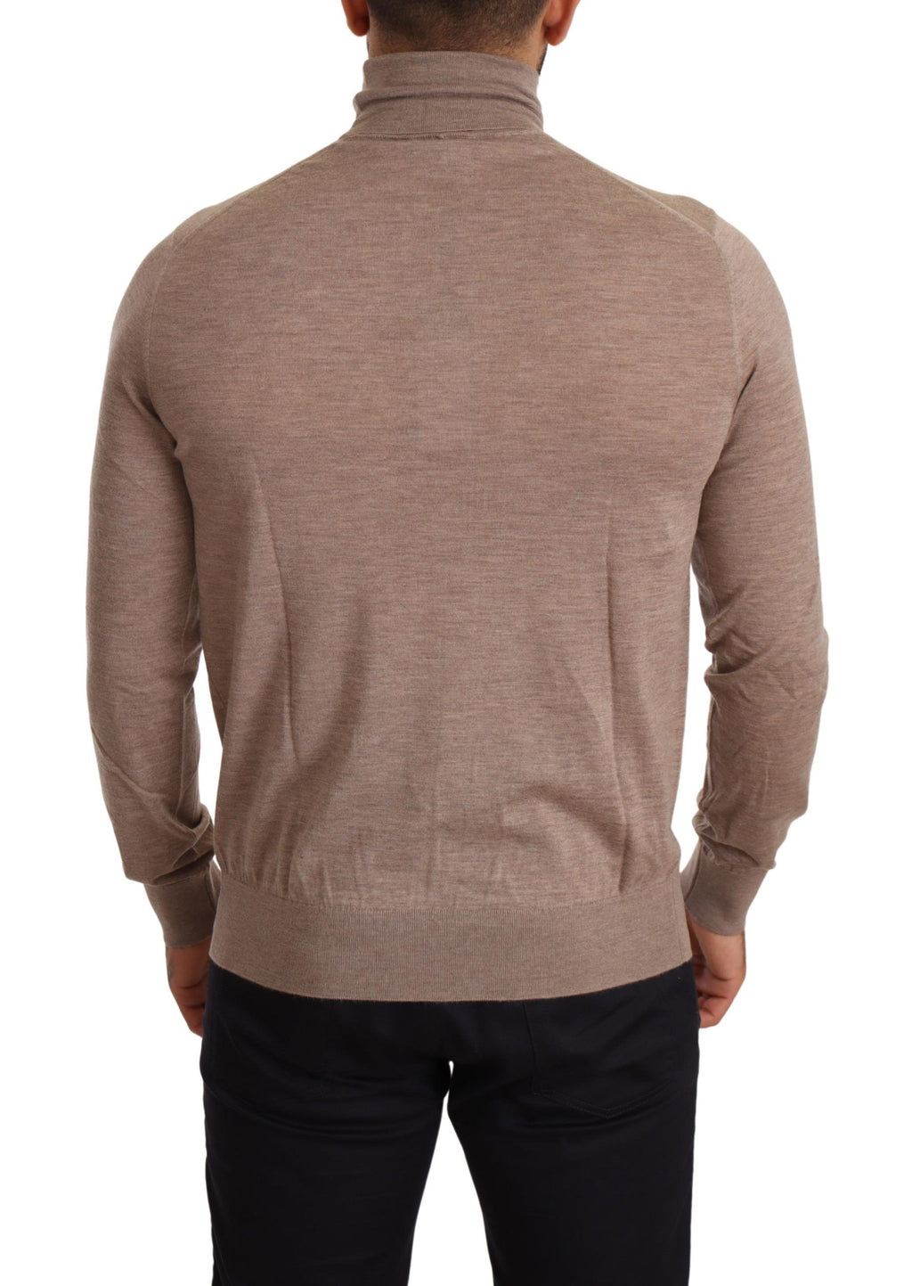 Pull en cachemire marron Dolce & Gabbana à col roulé, pull-over élégant et chaud pour homme ou femme.