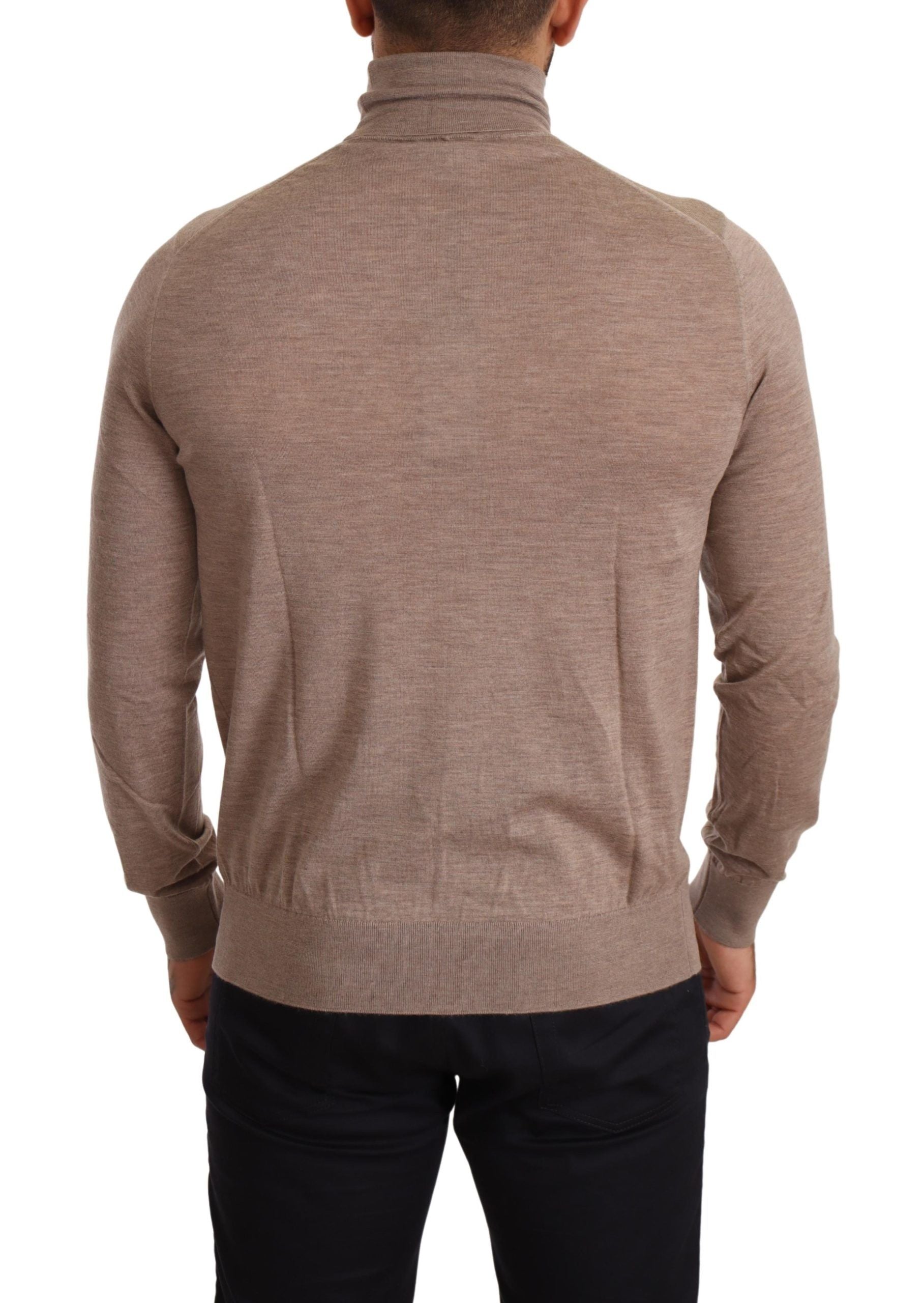 Pull en cachemire marron Dolce & Gabbana à col roulé, pull-over élégant et chaud pour homme ou femme.