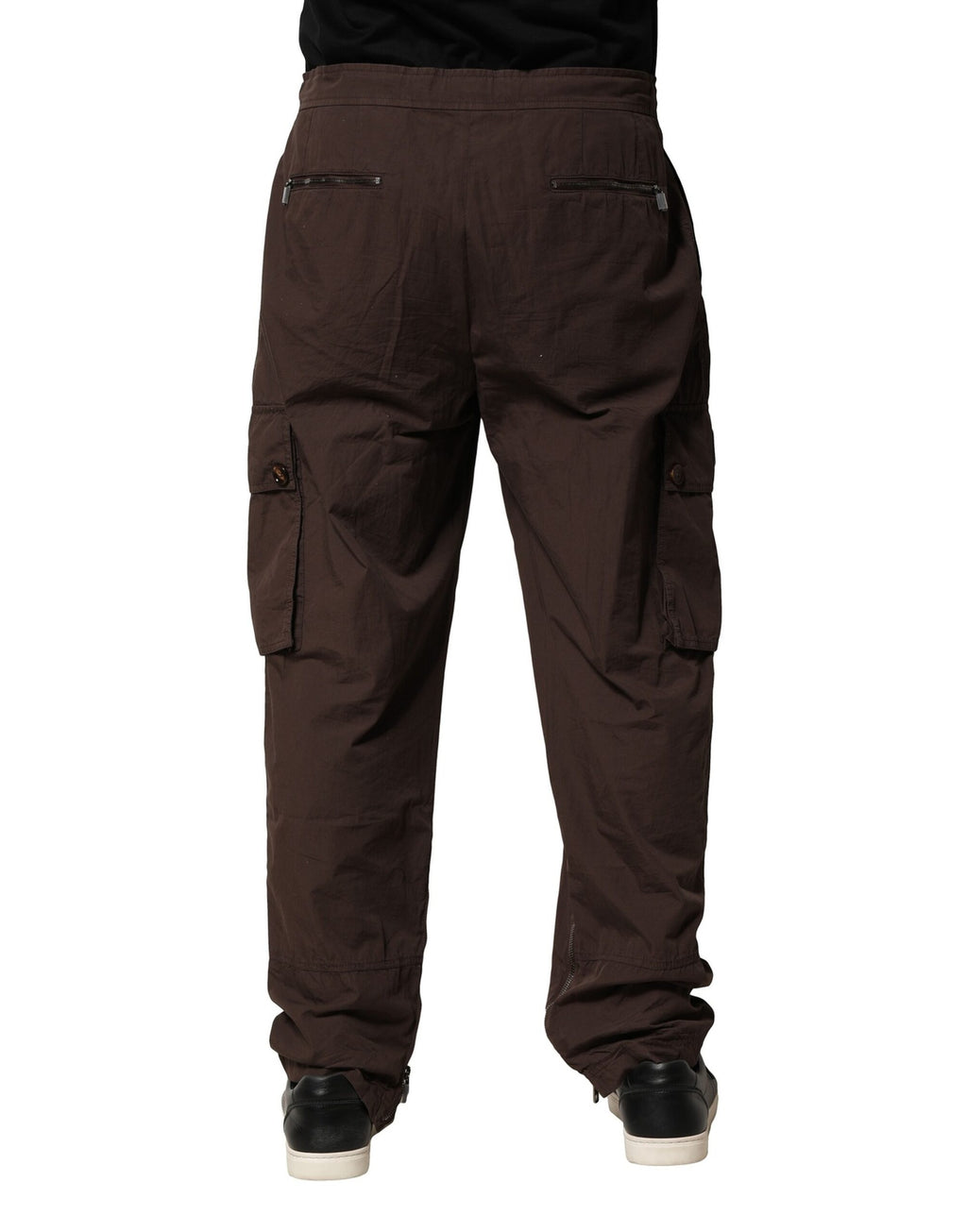 Pantalon cargo marron pour homme Dolce & Gabbana en coton, style décontracté avec poches pratiques et coupe ajustée.