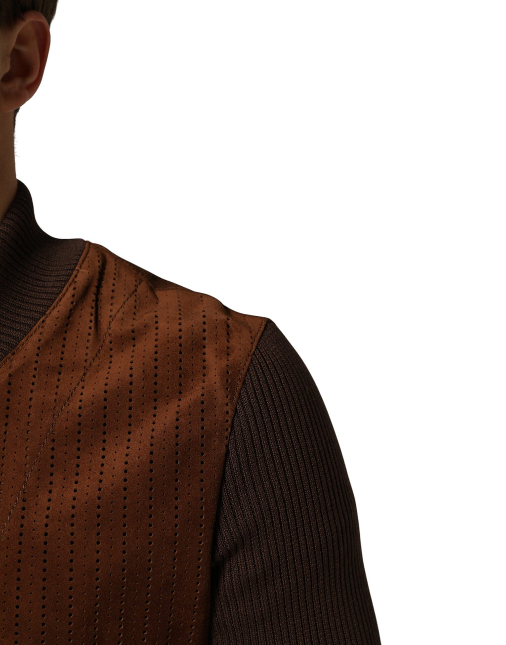 Veste biker en velours marron pour femme de Dolce & Gabbana avec fermeture éclair complète, détails en veau.