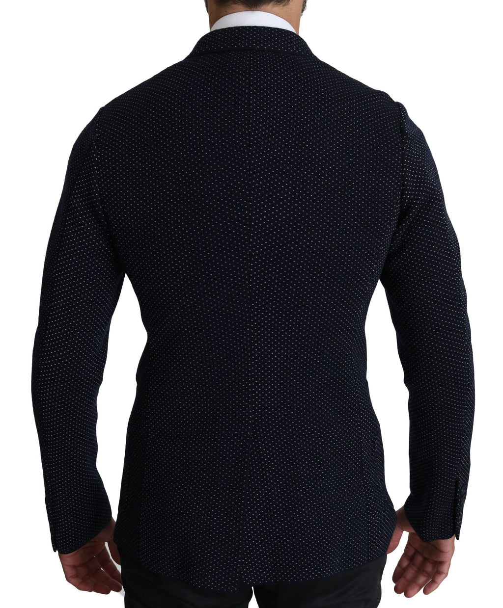 Veste blazer Dolce & Gabbana à pois bleue foncée, double boutonnage, style élégant et classique pour femme.