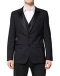 Costume en laine bleu foncé Dolce & Gabbana MARTINI, veste et pantalon, élégant ensemble 2 pièces pour homme.
