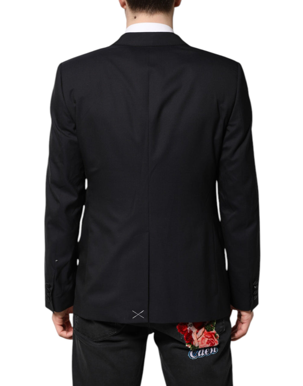 Costume en laine bleu foncé Dolce & Gabbana MARTINI, ensemble deux pièces avec veste élégante et pantalon assorti.