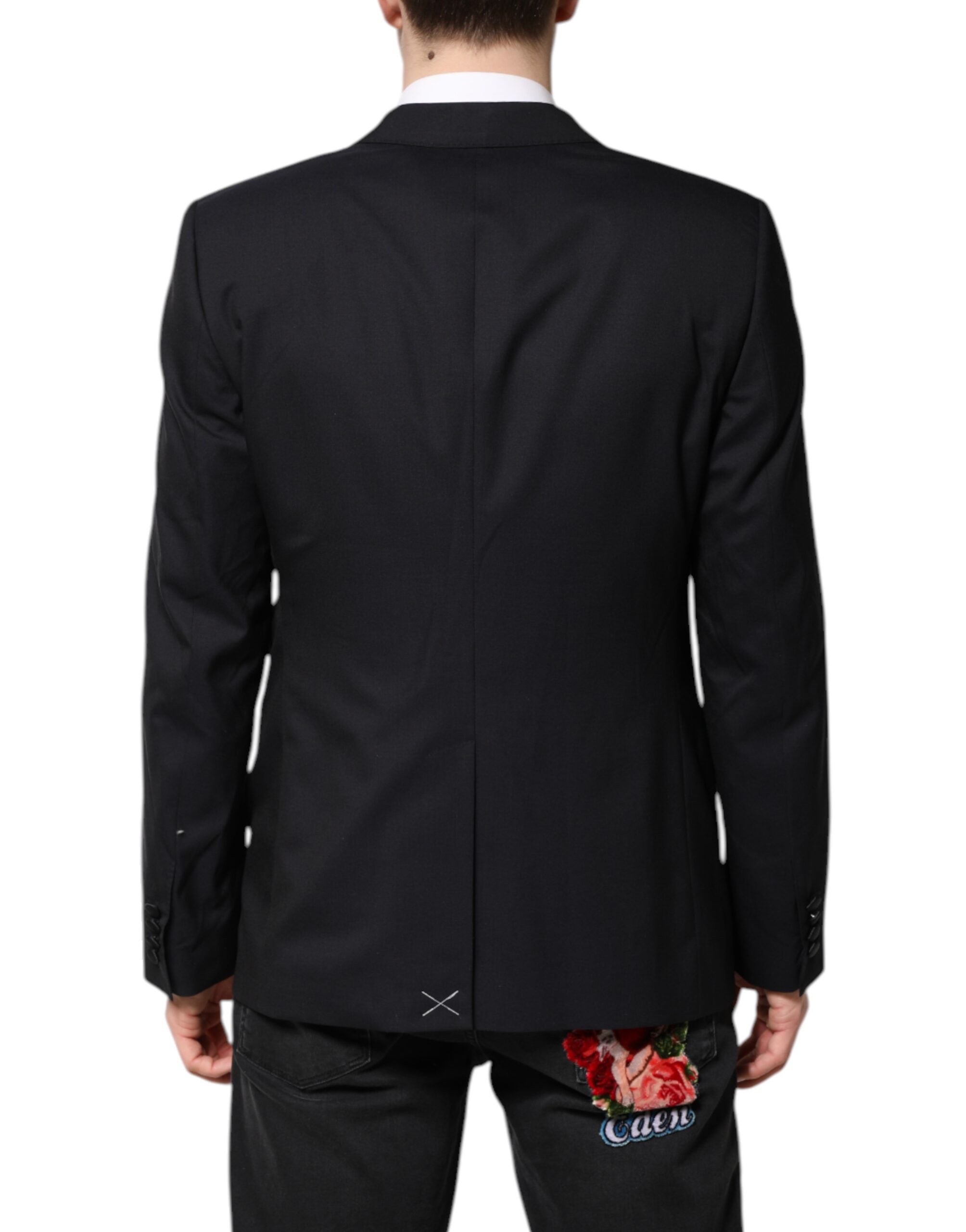 Costume en laine bleu foncé Dolce & Gabbana MARTINI, ensemble deux pièces avec veste élégante et pantalon assorti.