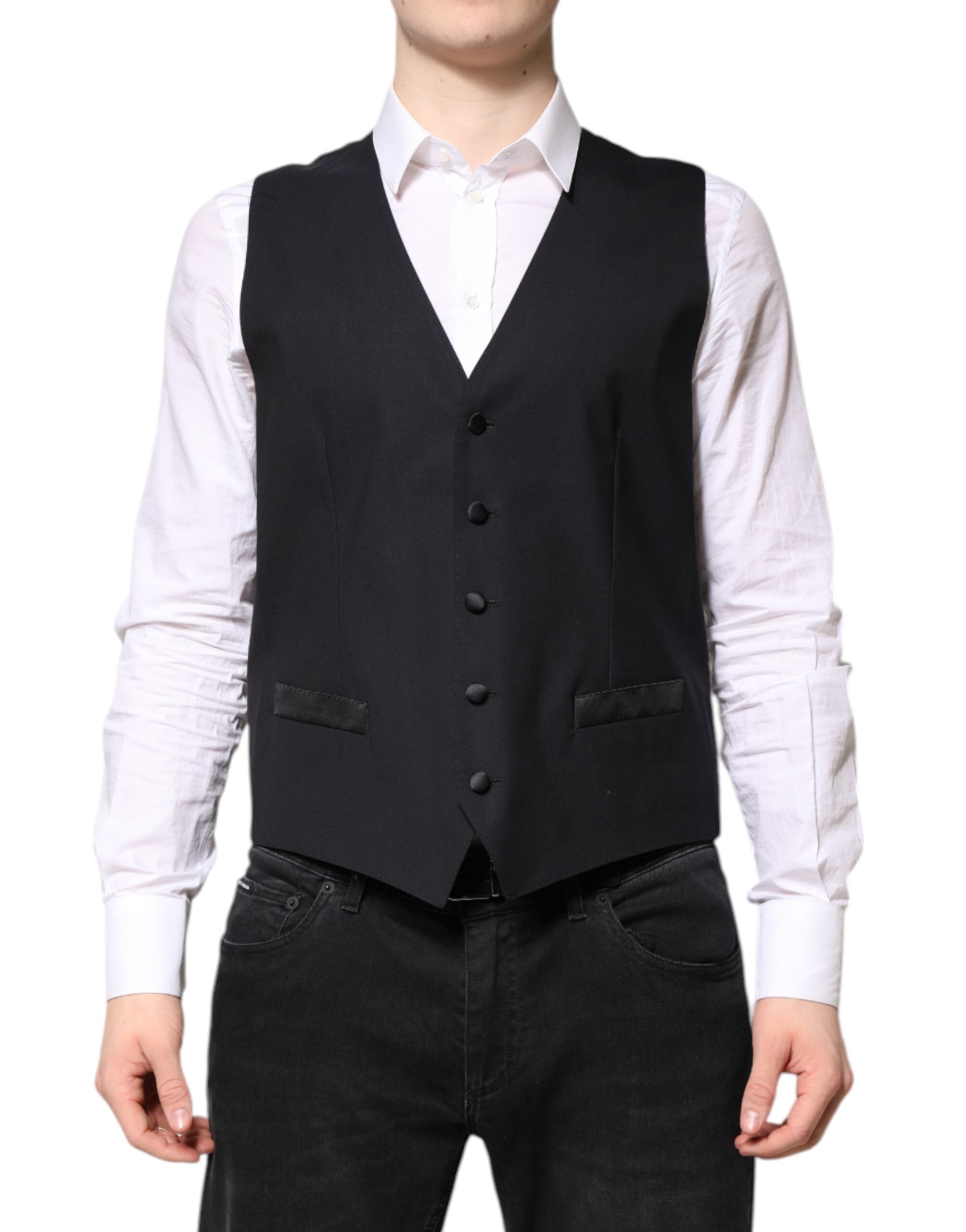 Costume en laine bleu foncé Dolce & Gabbana Martini 2 pièces avec veste élégante et pantalon assorti, parfait pour les occasions formelles.
